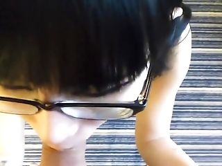 Asian Nerdy Teenager With Glasses Gives Deepthroat Bj
