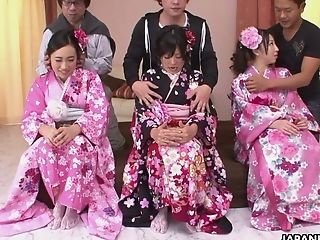 Delicious Asian Stunner Sanae Momoi And Her Exotic Gfs Are Fucked By A Few Guys